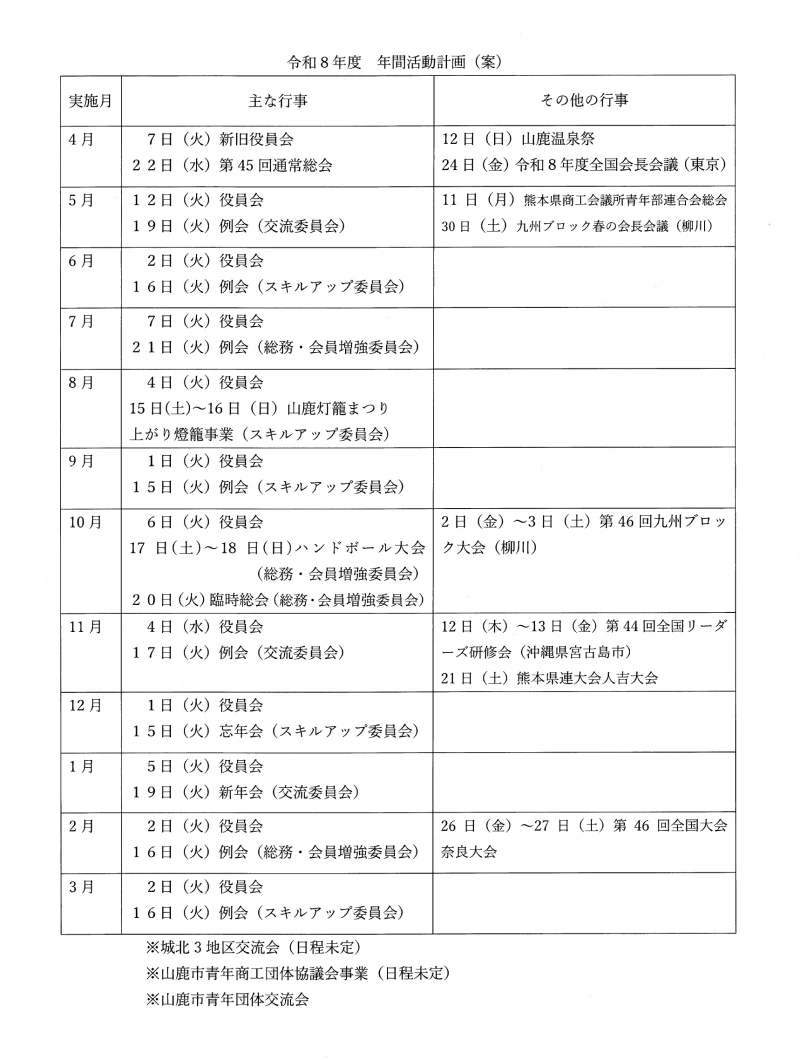 年間スケジュール
